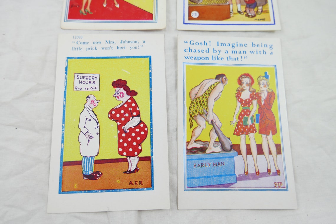 Vintage 'saucy' Seaside Postcards X4 X2 Comicards by Etsy