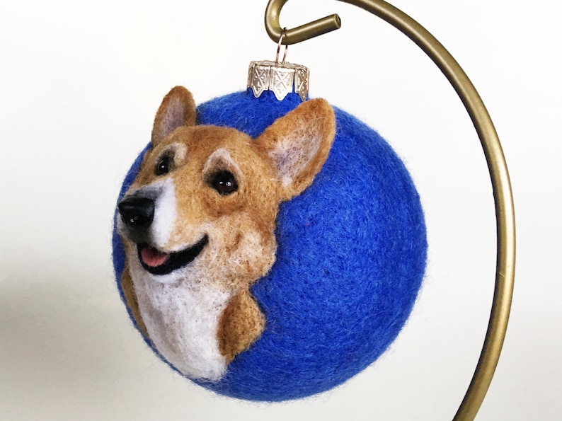 Custom felt ornament Pembroke Welsh Corgi Cardigan from photo Pet owners gift Memorial wool dog portrait