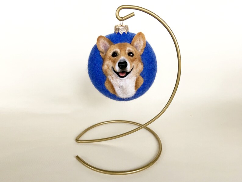 Custom felt ornament Pembroke Welsh Corgi Cardigan from photo Pet owners gift Memorial wool dog portrait