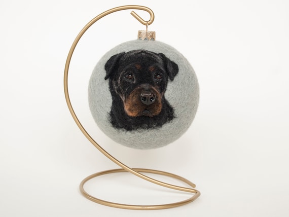 Boule De Noël Feutre Avec Portrait De Chien 3d Rottweiler Décor à La Maison Cadeau De Propriétaire Ornement Pour Animaux De Compagnie Memorial Gif