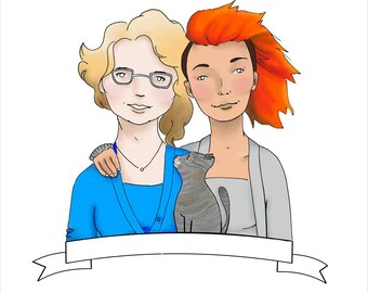 Personalized portrait-caricature couple or single person