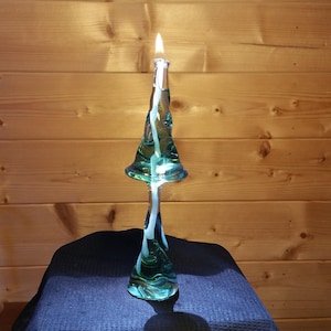 Hand blown glass oil lamp - Tree