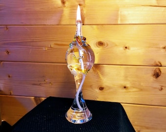 Mundgeblasene Glas Öl Lampe mit farbigen Glasakzenten