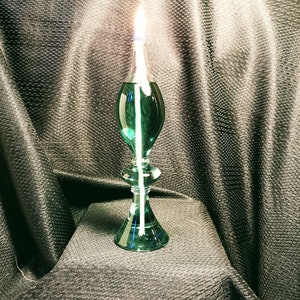 Hand blown glass oil lamp - unique candle