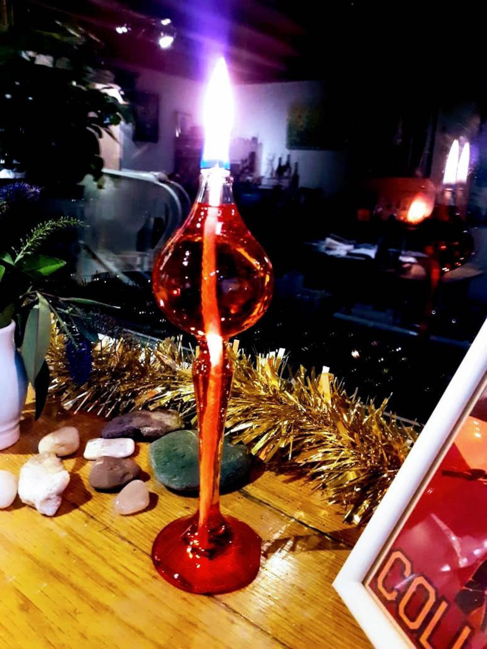 Hand Blown Glass Oil Lamp Etsy UK