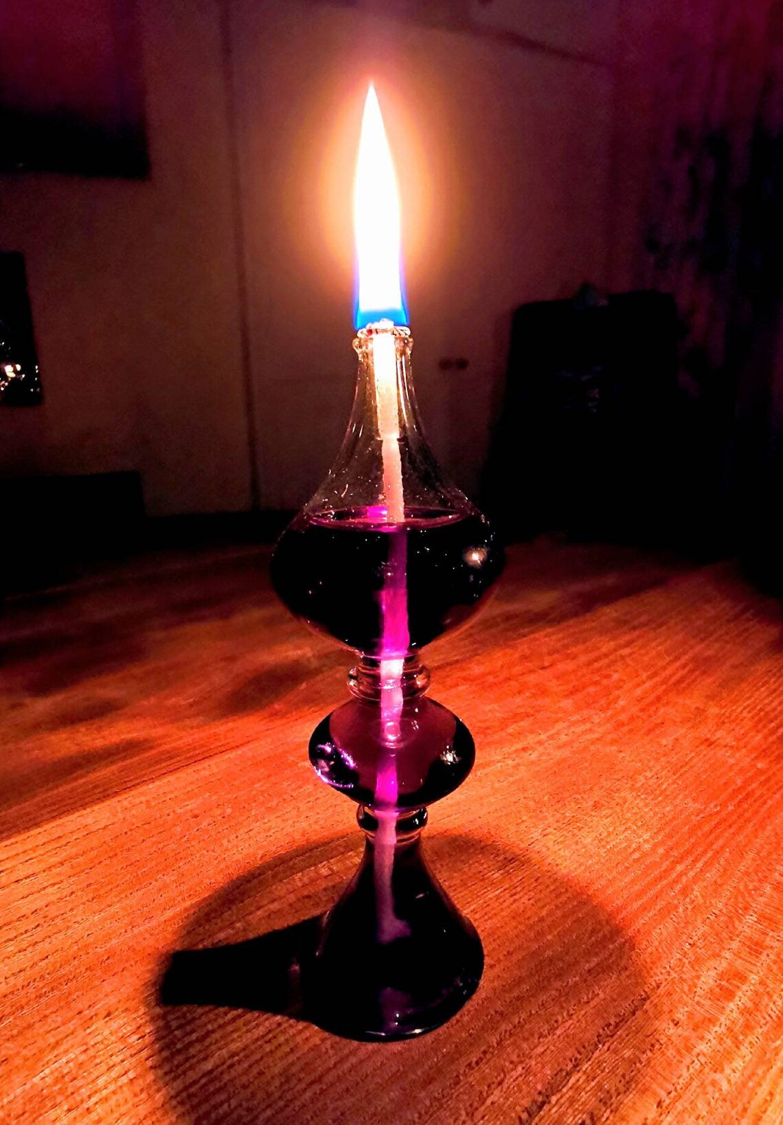 Hand blown glass oil lamp Etsy