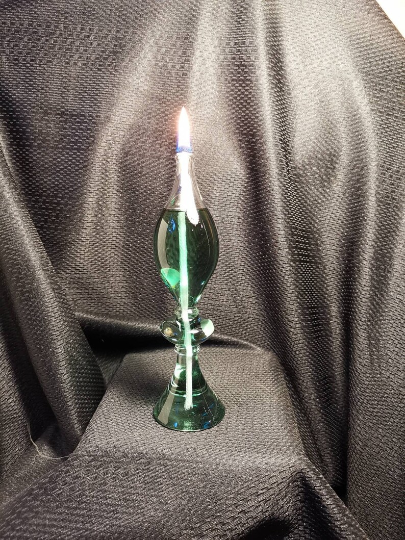 Hand Blown Glass Oil Lamp Unique Candle Etsy