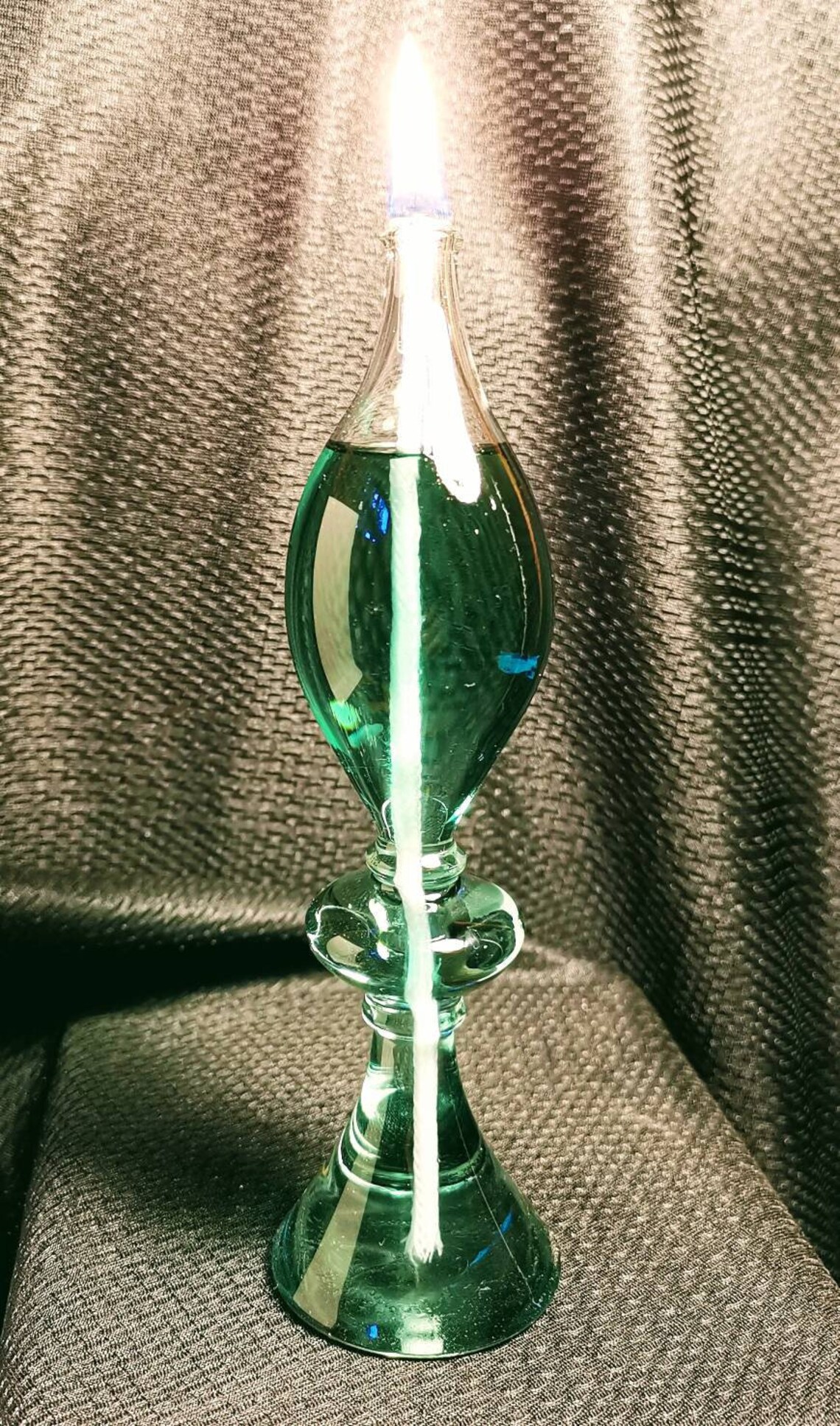 Hand Blown Glass Oil Lamp Unique Candle Etsy