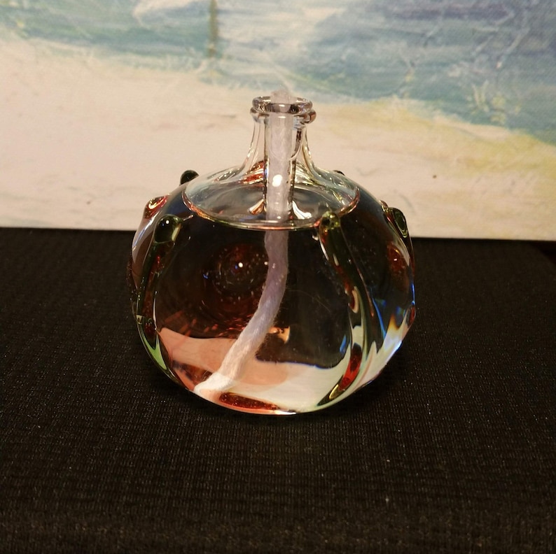 Hand Blown Glass Oil Lamp Etsy