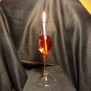 Hand blown glass oil lamp - lemon with stem