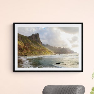 Tenerife Spain Fine Art Photography Print, Nature Landscape Modern Canvas Wall Art, Aesthetic Room Decor Mountain Wall Art, Playa del Roque