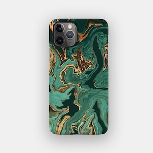 Emerald Shine Phone Case - Green Marble Stylish iPhone 16 Case | For iPhone 16, iPhone 15, iPhone 14, iPhone 13 - MagSafe Option
