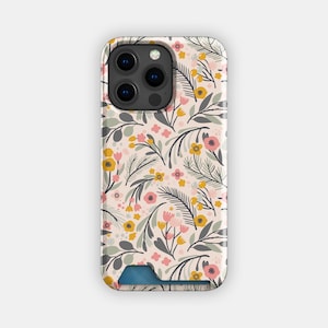 FRESH MEADOWS Card Holder Case | For iPhone 15, iPhone 14, iPhone 13, Samsung S22, Samsung S21 | Pretty Card Phone Case
