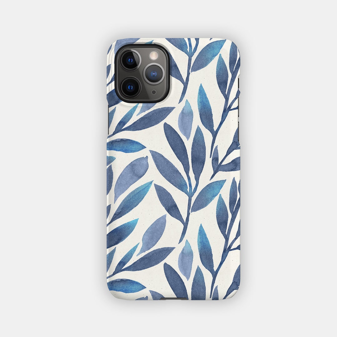 TEAL BLUES iPhone Case Blue Leaves Design for Your Apple iPhone 15 14