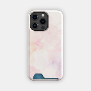Stijlvolle kaarthouder met roze marmer | Roze marmeren kaarthouder | Geschikt voor iPhone 16, 15 Pro Max, 14, 13, Samsung Galaxy S22, S21 Plus