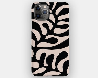 Abstract Black Floral Phone Case for Apple iPhone 17, 16, 15, 14. MagSafe Option