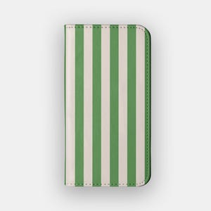 Funda tipo cartera a rayas Court Lines / Funda minimalista de piel vegana con rayas / Compatible con iPhone 16, 15, 14 y 13, y Samsung Galaxy S25, S24, S23 y S22