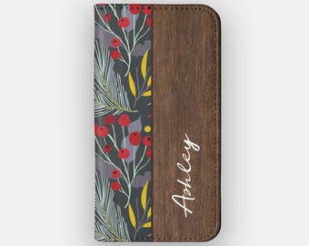 Autumn Forest Floral Botanical Wallet Phone Case for iPhone 17, 16, 15, Samsung S26