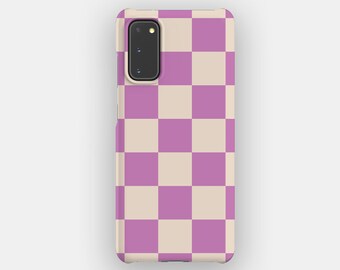Etui na telefon z geometrycznym wzorem w różową kratkę do Samsung Galaxy S26, S25, S24, S23, S22
