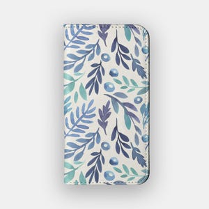 Etui portfelowe Fresh Leaves Floral | Miękkie etui ochronne z motywem pastelowych kwiatów | Pasuje do iPhone&#39;a 16, 15, 14, 13, Samsunga Galaxy S25, S24, S23, S22