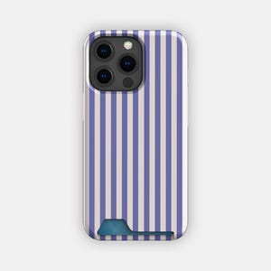 Blue Lines Gestreifte Kartenhalter | Minimalist Stripe Slim Hülle | Passend für iPhone 16, 15 Pro Max, 14, 13, Samsung Galaxy S22, S21 Plus