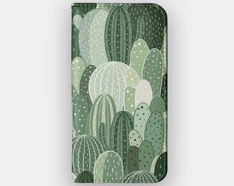Cactus Field Floral Abstract Wallet Case for Samsung S26, S25, S24, iPhone 18, 17