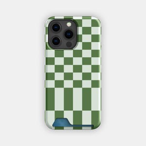 Estuche para tarjetas con diseño abstracto de cuadros de la corte / Estuche delgado con cuadros llamativos / Compatible con iPhone 16, 15 Pro Max, 14, 13, Samsung Galaxy S22, S21 Plus