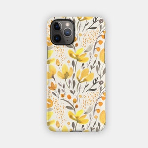 BLONDE BUDS iPhone Case - Yellow Floral Design for your Apple iPhone 15 14 13 12 11 - Floral Premium iPhone Case