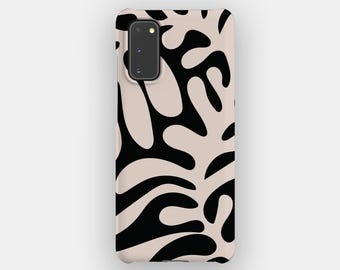 ブラックグロース抽象花柄スマホケース（Samsung Galaxy S26、S25、S24、S23、S22対応）