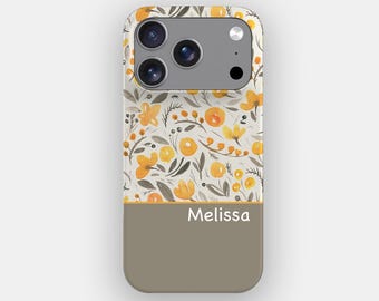 Golden Scattering Botanical Floral Phone Case | for iPhone 17 Pro Max, 16, 15, 14, Samsung S26 Ultra, S25, S24, S23, Pixel 10 Pro, 9, 8