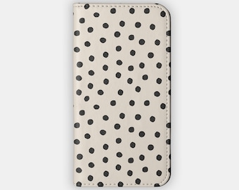 CREAM DOTS Wallet Case - Y2K Light Abstract Design for your Samsung S24 S23 S22 S21, iPhone 15 14 13 12 - Cute Folio Case