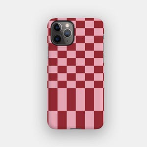 Custodia per telefono a scacchi Cherry Check per Apple iPhone 17, 16, 15, 14. Opzione MagSafe.