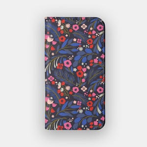 Funda billetera floral Sunset Saunter / Folio de piel sintética con flores llamativas / Compatible con iPhone 16, 15, 14, 13 y Samsung Galaxy S25, S24, S23 y S22