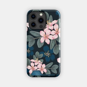 Capa porta-cartões com estampa floral rosa | Capa para cartões com estampa floral | Compatível com iPhone 16, 15 Pro Max, 14, 13, Samsung Galaxy S22, S21 Plus