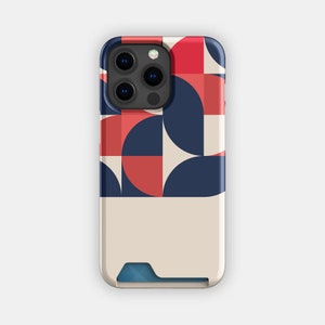 Estuche para tarjetas con diseño abstracto en rojo intenso / Estuche delgado con diseño abstracto en rojo intenso / Compatible con iPhone 16, 15 Pro Max, 14, 13, Samsung Galaxy S22, S21 Plus