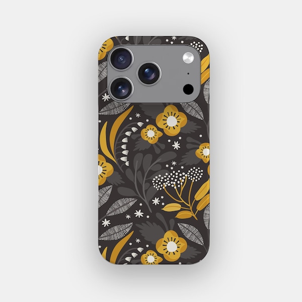 Funda para teléfono Gold Blooms Vintage Floral / para iPhone 17 Pro Max, 16, 15, 14, Samsung S26 Ultra, S25, S24, S23, Pixel 10 Pro, 9, 8