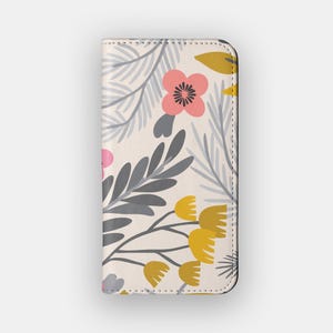 Pollen Sprinkle Floral Hülle | Ästhetische Blumen Kunstleder Folio | Passend für iPhone 16, 15, 14, 13, Samsung Galaxy S25, S24, S23, S22