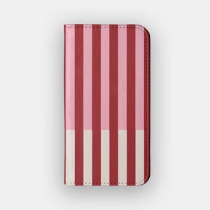Funda tipo cartera a rayas Dusky Lines / Funda minimalista de piel vegana con rayas / Compatible con iPhone 16, 15, 14 y 13, y Samsung Galaxy S25, S24, S23 y S22