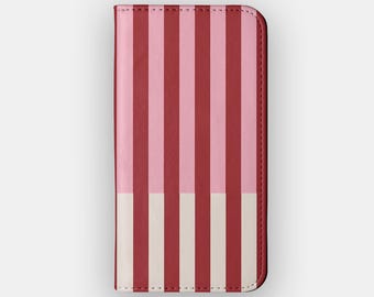 Capa carteira para celular com estampa abstrata de linhas escuras e listras para iPhone 17, 16, 15 e Samsung S26.