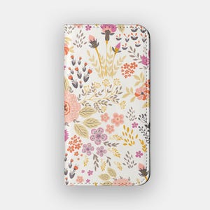 Etui portfelowe Pretty Pinks Floral | Estetyczne etui do przechowywania kart w kwiaty | Pasuje do iPhone&#39;a 16, 15, 14, 13, Samsunga Galaxy S25, S24, S23, S22