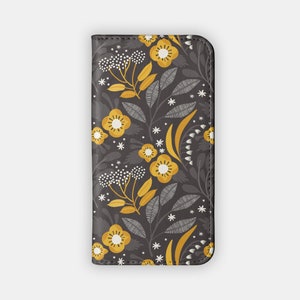 GOLD BLOOMS Wallet Phone Case | For Galaxy S23, Galaxy S22, Galaxy S21, S10, iPhone 15, iPhone 14, 13, 12, 11 | Pretty Flip Case