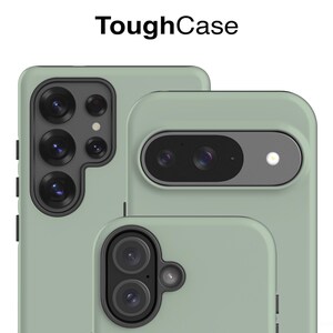 a green phone case with multiple camera lenses attached to it.