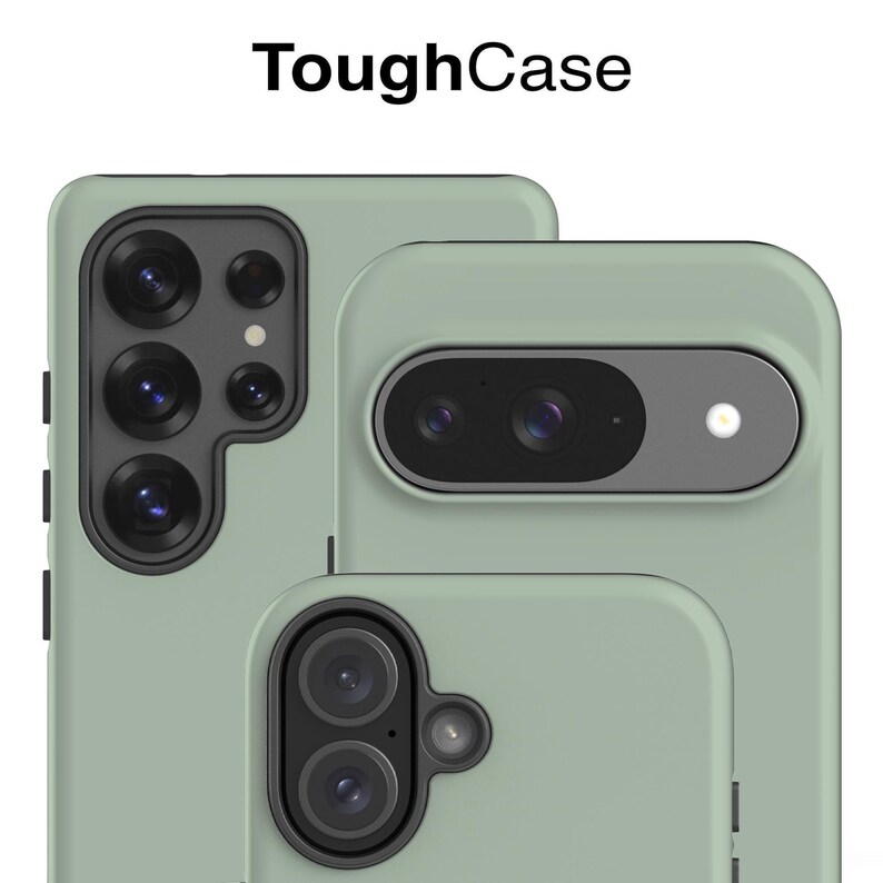 a green phone case with multiple camera lenses attached to it.