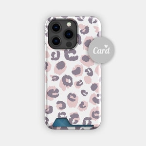Candy Leopard roze kaarthouder | Kaartetui met dierenprint | Geschikt voor iPhone 16, 15 Pro Max, 14, 13, Samsung Galaxy S22, S21 Plus