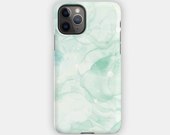 Etui pour portable MARBRE MENTHE MENTHE | Disponible pour iPhone 15, iPhone 14, iPhone 13 12 11 SE, Pixel 8 7 6 | Étui pour portable haut de gamme moderne