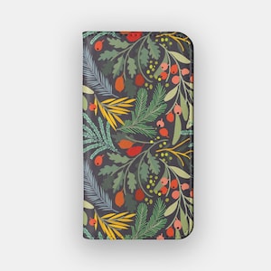Autumn Stroll Floral Wallet Case | Aesthetic Flower Card Storage Folio | Fits iPhone 16, 15, 14, 13, Samsung Galaxy S25, S24, S23, S22
