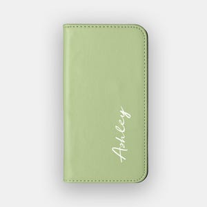 Fresh Foliage Abstract Wallet Case | Solid Colour Faux Leather Folio | Fits iPhone 16, 15, 14, 13, Samsung Galaxy S25, S24, S23, S22