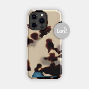 Estuche para tarjetas abstracto con diseño de carey cálido / Estuche fino con estampado animal / Compatible con iPhone 16, 15 Pro Max, 14, 13, Samsung Galaxy S22, S21 Plus