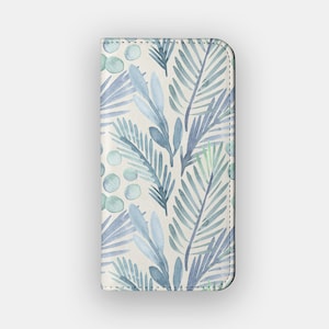 Etui portfelowe Faint Skies Floral | Folio do przechowywania kart z akwarelowymi kwiatami | Pasuje do iPhone&#39;a 16, 15, 14, 13, Samsunga Galaxy S25, S24, S23, S22