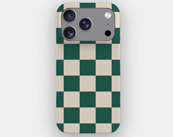 Green Checks Geometric Pattern Phone Case | for iPhone 17 Pro Max, 16, 15, 14, Samsung S26 Ultra, S25, S24, S23, Pixel 10 Pro, 9, 8